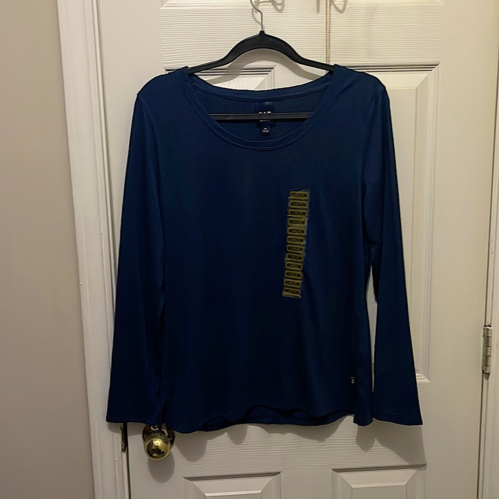 Gap Ladies Long Sleeve Scoop Neck T-Shirt in Midnight(Dark Navy)-M NWT